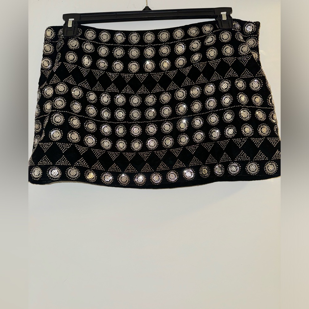 NWT Zara Rhinestone Velvet Skirt